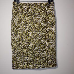 J.Crew Pencil Cheetahs Print Stretch Skirt Size 4 Purple Yellow Olive Gr…